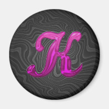 Pink Glittery Initial - K Fridge Magnets