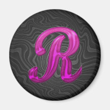 Pink Glittery Initial - R Fridge Magnet