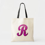 Pink Glittery Initial - R Tote Bags