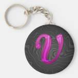 Pink Glittery Initial - V Keychains