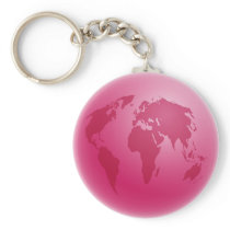 Pink Globe keychains