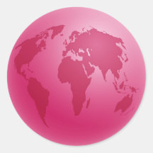 Pink Globe Round Sticker