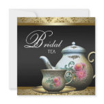Pink Gold Black Damask Tea Cup Bridal Shower Invitation