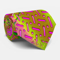 Pink & Gold Dichroic Fused Glass Fractal Custom Tie