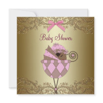 Pink Gold Lace Baby Girl Shower Personalised Invitations