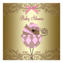 Pink Gold Lace Baby Girl Shower Personalised Invitations