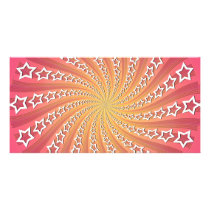 Pink & Gold Star Spiral: Custom Photo Card