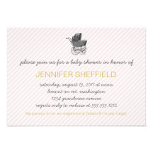 Pink & Gold Vintage Stroller Baby Shower Invitatio Personalised Invitation