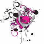 pink gothic skull and anchor vector art design photo sculptures