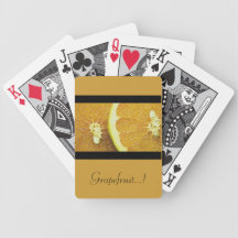 Pink grapefruit playing cards