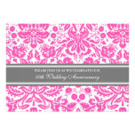 Pink Gray Damask 10th Anniversary Party Invitation