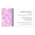 Pink Gray Damask Mom Calling Cards Business Card Template