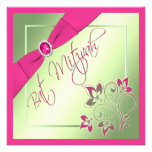 Pink, Green, and Yellow Bat Mitzvah Invitation