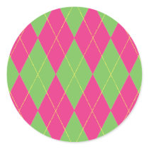 Pink Green Argyle Sticker