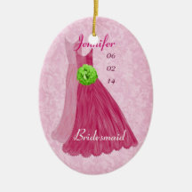 PINK GREEN Bridesmaid Thank You Wedding Ornament