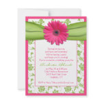Pink Green Gerbera Daisy Birthday Invitation