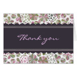 Pink & Green Modern Flower Thank You Card