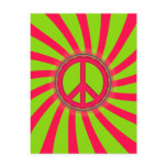 PINK & GREEN PEACE SIGN DESIGN postcards