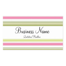 Pink & Green Striped Business Cards