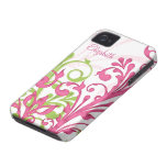 Pink Green White Abstract Floral iPhone 4 Case