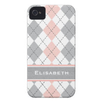 Pink Grey Argyle iPhone 4 Case-Mate Cover Preppy