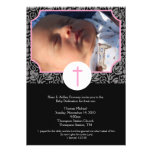 Pink/Grey/Black Baptism Baby Dedication 5x7 photo Personalized Announcements