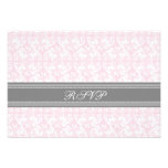 Pink Grey Damask RSVP Wedding Card Personalized Invitation