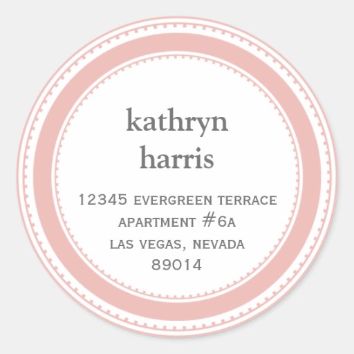 Pink grey medallion modern circle address label stickers