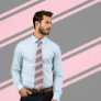 Pink & Grey Thick and Thin Diagonal Stripes Tie