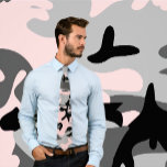 Pink, Greys and Black Camouflage Necktie