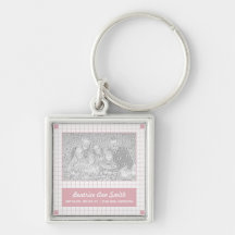 Pink Grid Photo Keychains