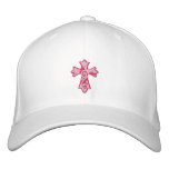 Pink Grunge Cross embroidered hats
