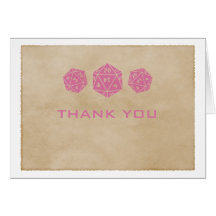 Pink Grunge D20 Dice Gamer Thank You Card