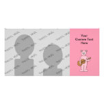 Pink Guitarist Bear Cartoon. Photo Greeting Card