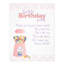 Pink Gumball Machine Custom Invitations