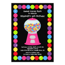 Pink Gumballs Candy Birthday Party Invitation