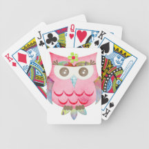 Pink Gypsy Owl Bicycle Playing Cards