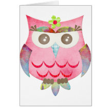 Pink Gypsy Owl Card