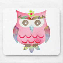 Pink Gypsy Owl Mouse Pad