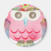 Pink Gypsy Owl Refrigerator Magnets