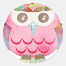 Pink Gypsy Owl Stickers