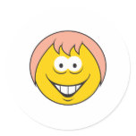 Pink Hair Girl Smiley Face stickers