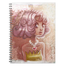 Pink Hair Heart Necklace Girl Spiral Note Book
