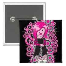 pink hair punk emo girl vector art