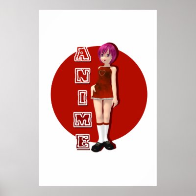 Pink-Haired Anime Cutie Poster by taratarabobara