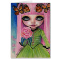 Pink haired Rose Blythe doll fan art cards