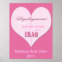 Pink Half Heart Deployment Iraq Poster