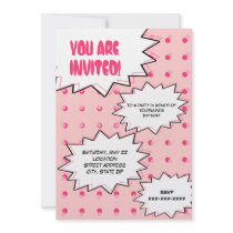 Pink Halftone Pop Art Comic Inspired Birthday