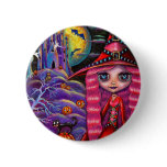 Pink Halloween Wich Button