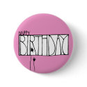 Pink Happy Birthday Button